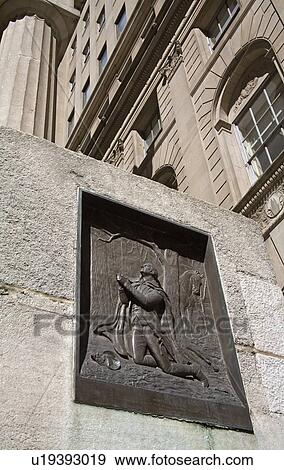 Stock Photo - Washington at Valley Forge, Federal Hall National Memorial, Lower Manhattan, New York City, New York, USA . Fotosearch