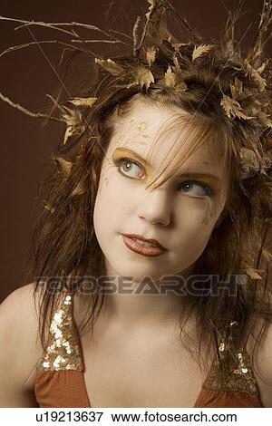 Woman dressed as autumn View Large Photo Image Stock Photo - Woman dressed as autumn. Fotosearch