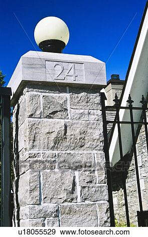Stock Photo - 24 Sussex Drive gate post, home of the Canadian Prime Minister, Ottawa, Canada. Fotosearch
