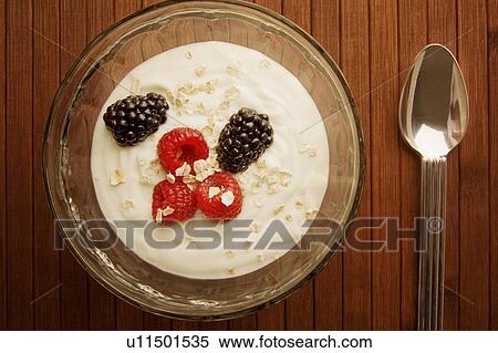 Stock Photography - A bowl of yogurt and fruit. Fotosearch