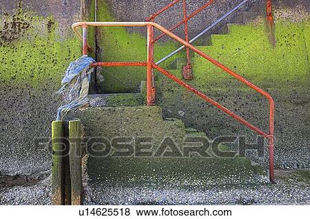 Stock Photo - Beach steps, Sandsend, Yorkshire, England. Fotosearch