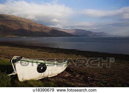 Stock Photo - Boat on shore of Fishnish, Isle of Mull, Scotland. Fotosearch