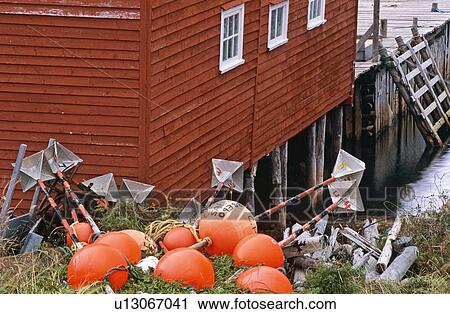 Buoys beside boathouse, Salvage, Newfoundland, Canada View Large Photo Image Stock Image - Buoys beside boathouse, Salvage, Newfoundland, Canada. Fotosearch