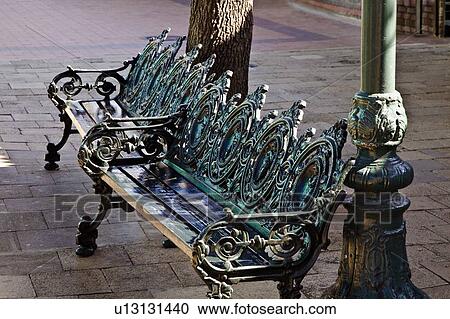 Stock Image - Cast iron benches. Fotosearch