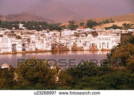 Stock Photo - City on water, Pushkar, Rajasthan, India. Fotosearch