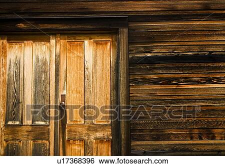 Stock Photograph - Close up of wooden door. Fotosearch
