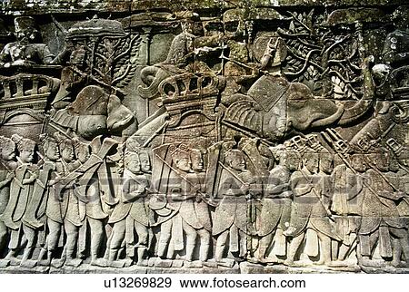 Detail of stone carvings, The Bayon Temple, Angkor Thom, Cambodia View Large Photo Image Stock Photo - Detail of stone carvings, The Bayon Temple, Angkor Thom, Cambodia. Fotosearch