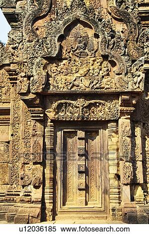 Doorway, Banteay Srei Temple, Angkor, Cambodia View Large Photo Image Stock Photography - Doorway, Banteay Srei Temple, Angkor, Cambodia. Fotosearch