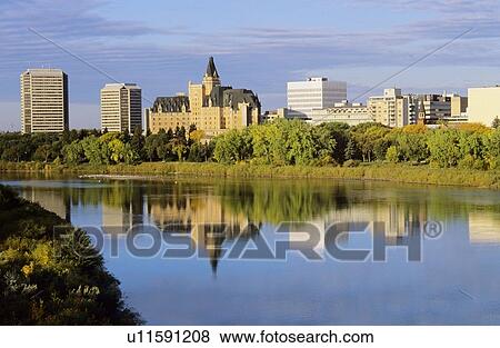 Downtown Saskatoon reflected in the South Saskatchewan river View Large Photo Image Stock Photo - Downtown Saskatoon reflected in the South Saskatchewan river. Fotosearch
