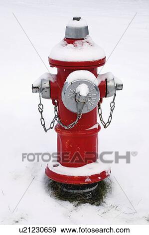Stock Photo - Fire hydrant in winter. Fotosearch