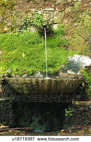 Stock Photo - Fountain, Bucaco National Park, Portugal. Fotosearch
