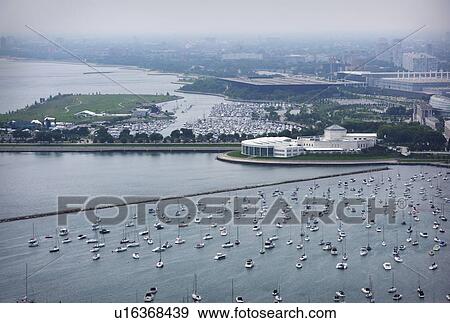 High angle view of a Chicago harbor, Illinois, USA View Large Photo Image Stock Photo - High angle view of a Chicago harbor, Illinois, USA. Fotosearch