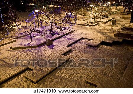 Park covered in snow View Large Photo Image Stock Image - Park covered in snow. Fotosearch