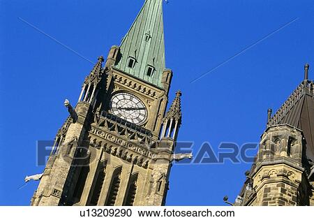 Stock Image - Peace Tower, Canadian parliament buildings, Ottawa, Ontario, Canada . Fotosearch