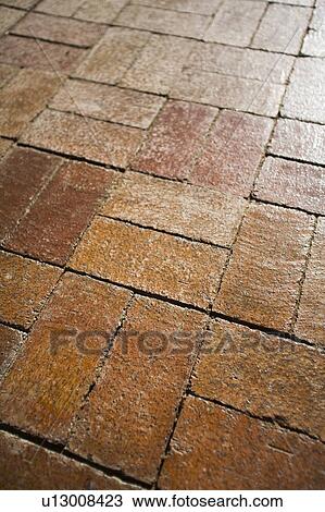 Stock Image - Red brick floor . Fotosearch