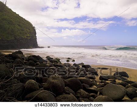 Rocks on the beach, Napali Coast State Park, Kauai, Hawaii View Large Photo Image Stock Image - Rocks on the beach, Napali Coast State Park, Kauai, Hawaii. Fotosearch