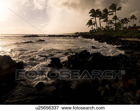 Rocky coastline, Poipu, Kauai, Hawaii View Large Photo Image Stock Photo - Rocky coastline, Poipu, Kauai, Hawaii. Fotosearch