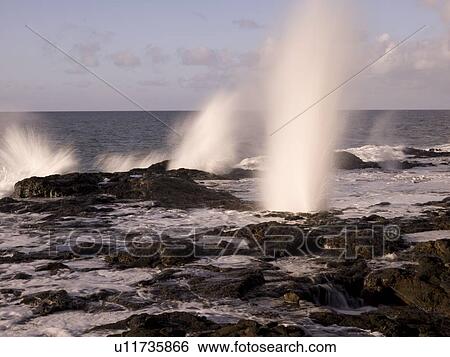 Spouting Horn, Kauai, Hawaii View Large Photo Image Stock Photograph - Spouting Horn, Kauai, Hawaii . Fotosearch