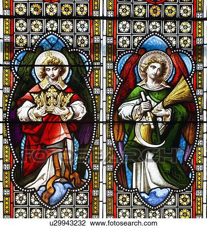 Stock Image - Stained glass in a church. Fotosearch