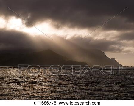 Stock Photo - Storm clouds, Hanalei Bay, Kauai, Hawaii. Fotosearch