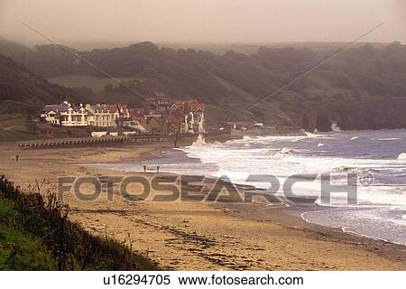 Stock Photography - The beach at Sandsend, North York Moors National Park, England. Fotosearch