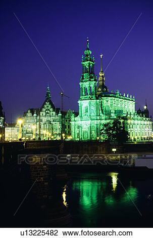 View of the Hofkirche and the Elbe River at night, Dresden, Saxony, Germany View Large Photo Image Stock Image - View of the Hofkirche and the Elbe River at night, Dresden, Saxony, Germany. Fotosearch