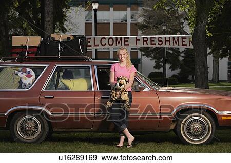 A woman arriving at college View Large Photo Image Stock Photo - A woman arriving at college. Fotosearch