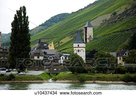 Historic church on the Rhine river, Germany View Large Photo Image Picture - Historic church on the Rhine river, Germany. Fotosearch