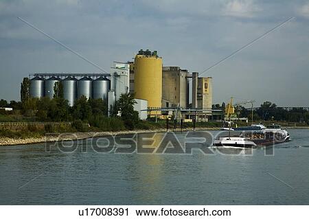 Stock Image - Industry on the Rhine, Germany. Fotosearch