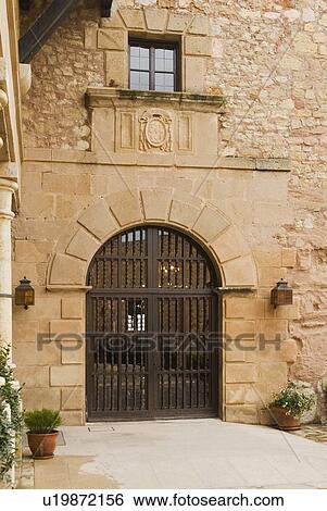 Stock Photograph - Inner Courtyard of the Parador de Siguenza, Castilla - La Mancha, Spain . Fotosearch
