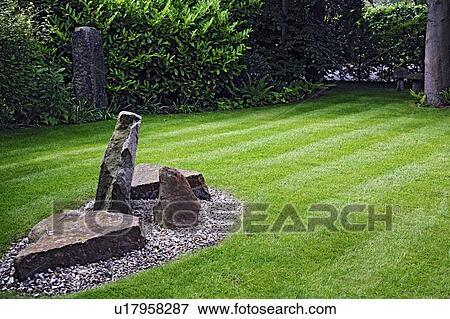 Stock Photo - Landscaping in a garden in England. Fotosearch