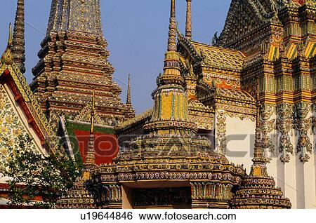 Stock Photograph - Temple of Wat Po and Grand Palace, Bangkok, Thailand. Fotosearch