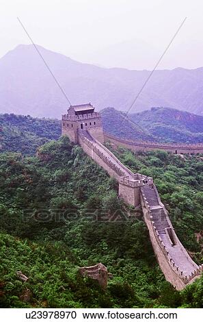 Stock Image - The Great Wall of China at Badaling . Fotosearch