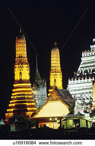 Wat Arun at night in Bangkok, Thailand  View Large Photo Image Picture - Wat Arun at night in Bangkok, Thailand . Fotosearch
