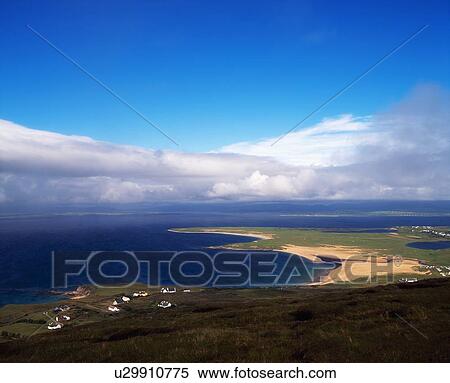 Achill Island, Co Mayo, Blacksod Bay & Ridge Point from above Doogort Village, Ireland View Large Photo Image Stock Photography - Achill Island, Co Mayo, Blacksod Bay & Ridge Point from above Doogort Village, Ireland. Fotosearch