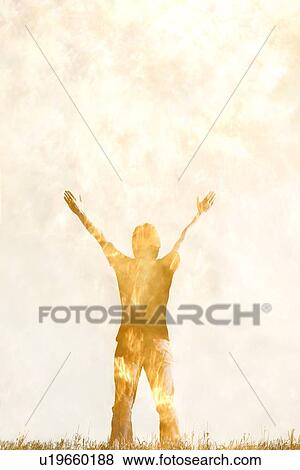 Artistic rendition of person with arms raised View Large Photo Image Stock Photo - Artistic rendition of person with arms raised. Fotosearch