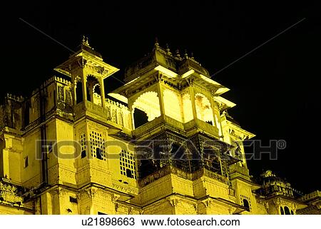 City Palace at Night, Udaipur, Rajasthan, India View Large Photo Image Stock Image - City Palace at Night, Udaipur, Rajasthan, India. Fotosearch