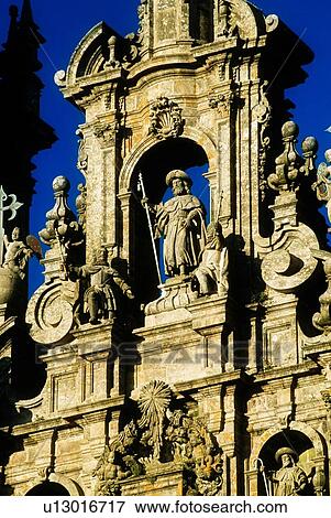 Stock Photo - Detail of Santiago De Compostela Cathedral, Galicia, Spain. Fotosearch