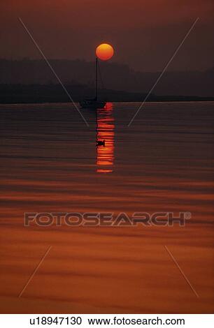 Stock Image - Sunset and Sea, Skerries, County Dublin, Ireland. Fotosearch