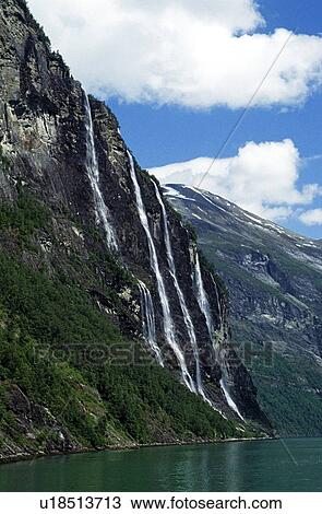 Waterfall of cliff into water below, Lysefjord, Norway View Large Photo Image Stock Image - Waterfall of cliff into water below, Lysefjord, Norway. Fotosearch