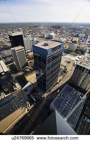 Stock Photography - Aerial of downtown Edmonton, Alberta, Canada. Fotosearch