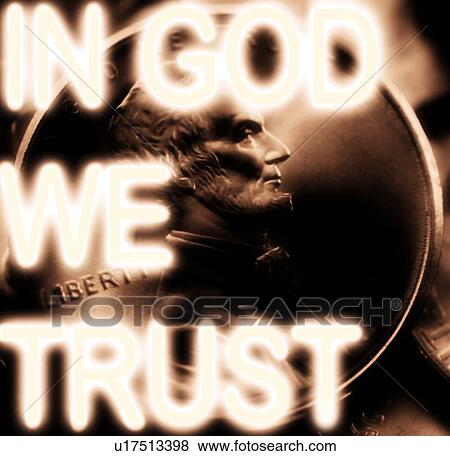 Stock Photo - American penny with text. Fotosearch