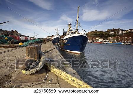 Boat dock, Whitby, West Yorkshire, England View Large Photo Image Stock Photo - Boat dock, Whitby, West Yorkshire, England. Fotosearch