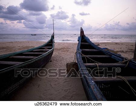 Boats on shore, Arabian Sea, Kerala, India View Large Photo Image Stock Photo - Boats on shore, Arabian Sea, Kerala, India . Fotosearch