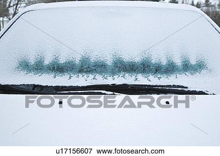 Stock Photo - Frosted car windshield. Fotosearch