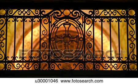 Stock Photograph - Gate silhouette over architecture. Fotosearch