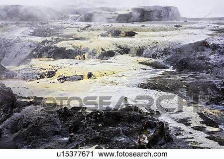 Stock Image - Geomorphic hot pools in Rotorua, New Zealand. Fotosearch