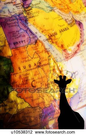 Giraffe silhouette with map background View Large Photo Image Stock Image - Giraffe silhouette with map background. Fotosearch