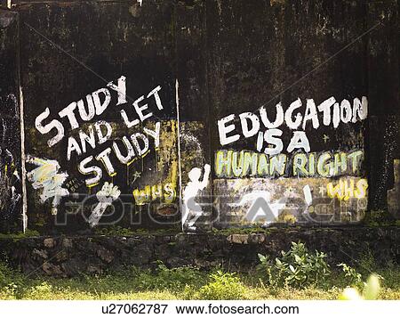 Graffiti about studying, Kerala, India View Large Photo Image Stock Photo - Graffiti about studying, Kerala, India . Fotosearch