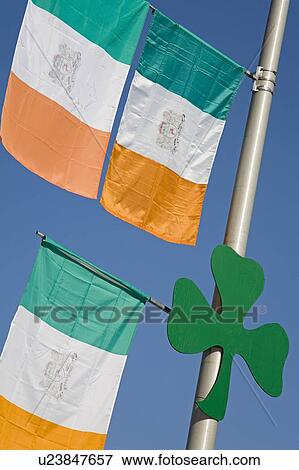 Irish flags and Shamrock, Montana Irish Festival, Butte, Montana, USA View Large Photo Image Stock Photo - Irish flags and Shamrock, Montana Irish Festival, Butte, Montana, USA . Fotosearch